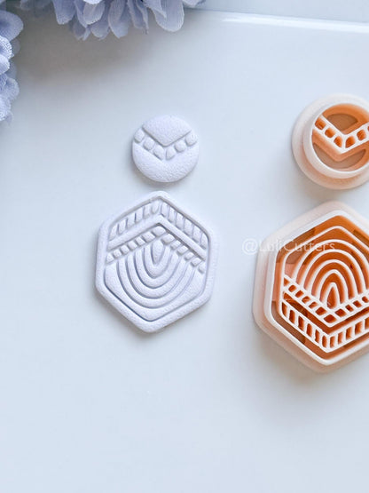 Boho Lines Polymer Clay Cutter: Geometric Layered Design for Earrings