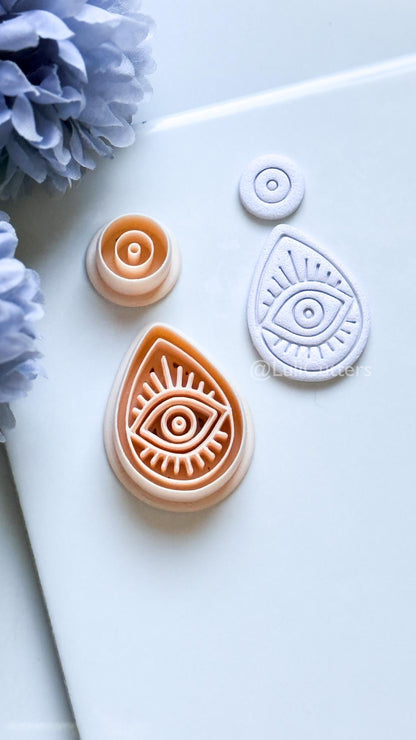 Evil Eye Drop Polymer Clay Cutter: Radiant Eye Design for Earrings