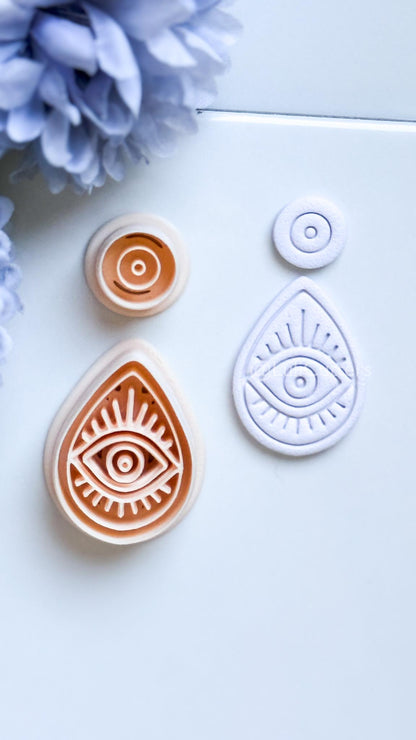 Evil Eye Drop Polymer Clay Cutter: Radiant Eye Design for Earrings