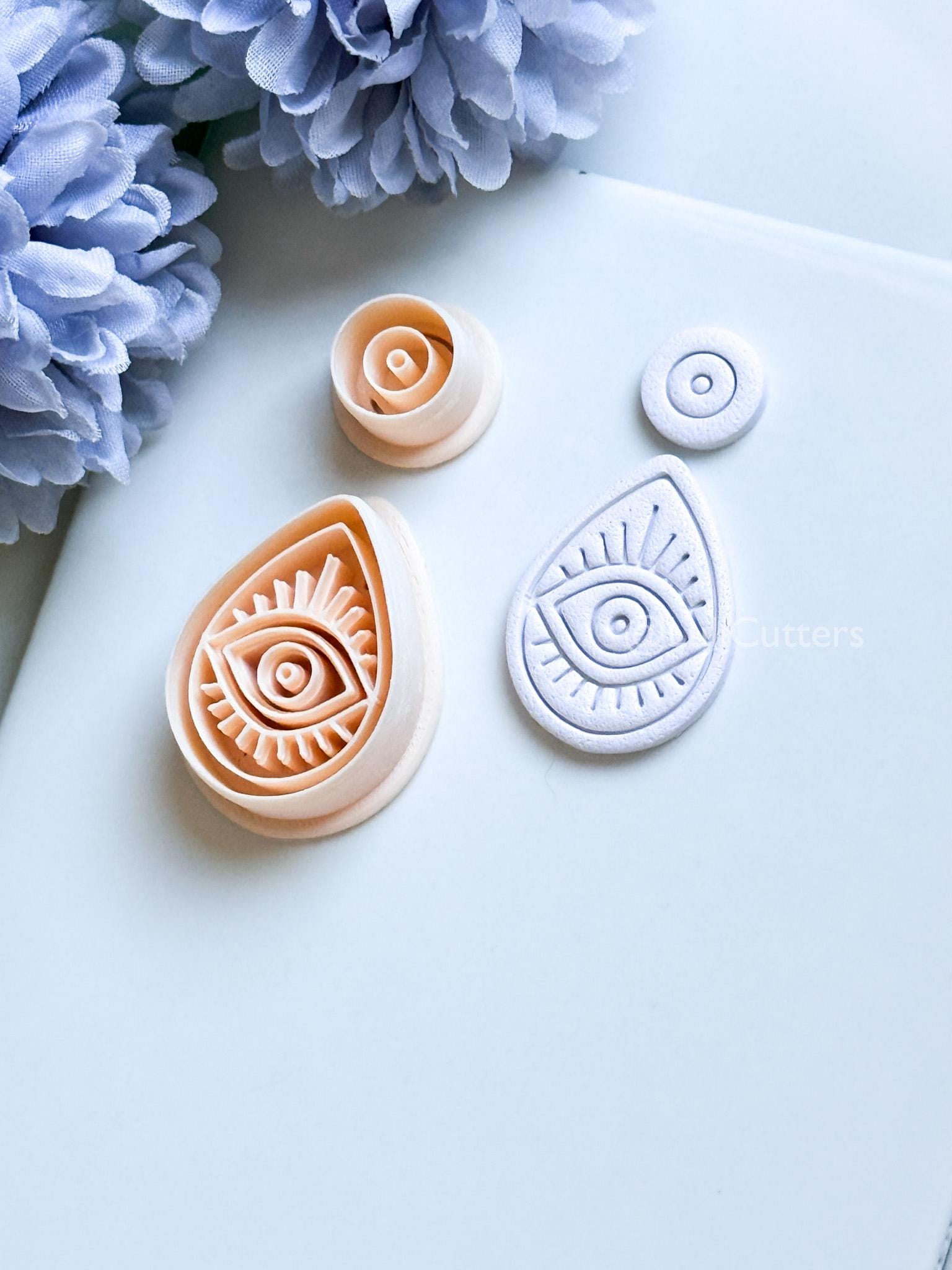 Evil Eye Drop Polymer Clay Cutter: Radiant Eye Design for Earrings