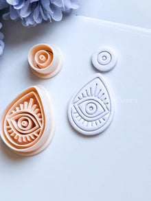 Evil Eye Drop Polymer Clay Cutter: Radiant Eye Design for Earrings