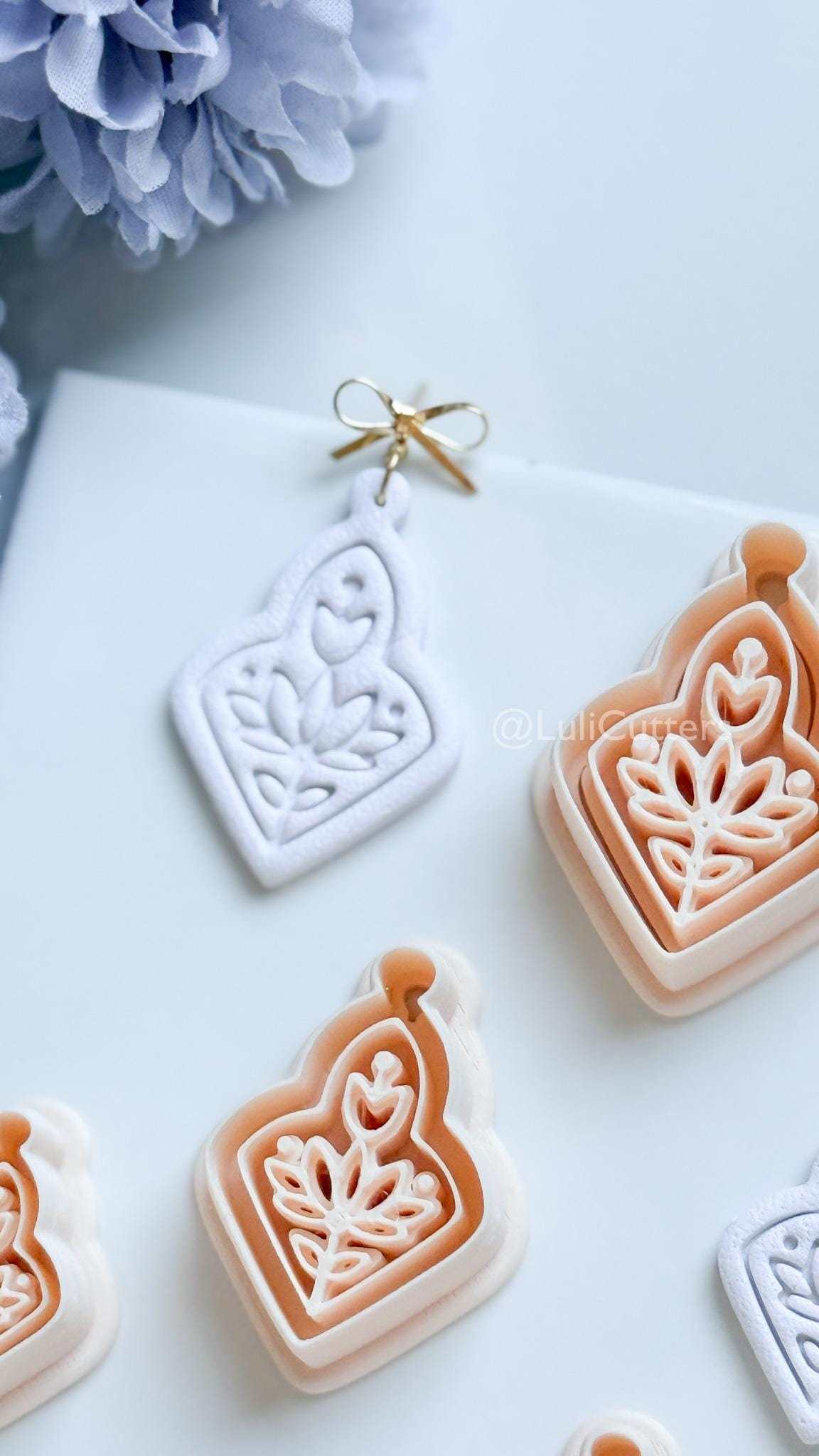 Flora Wren Polymer Clay Cutter: Folk Floral Design for Earrings