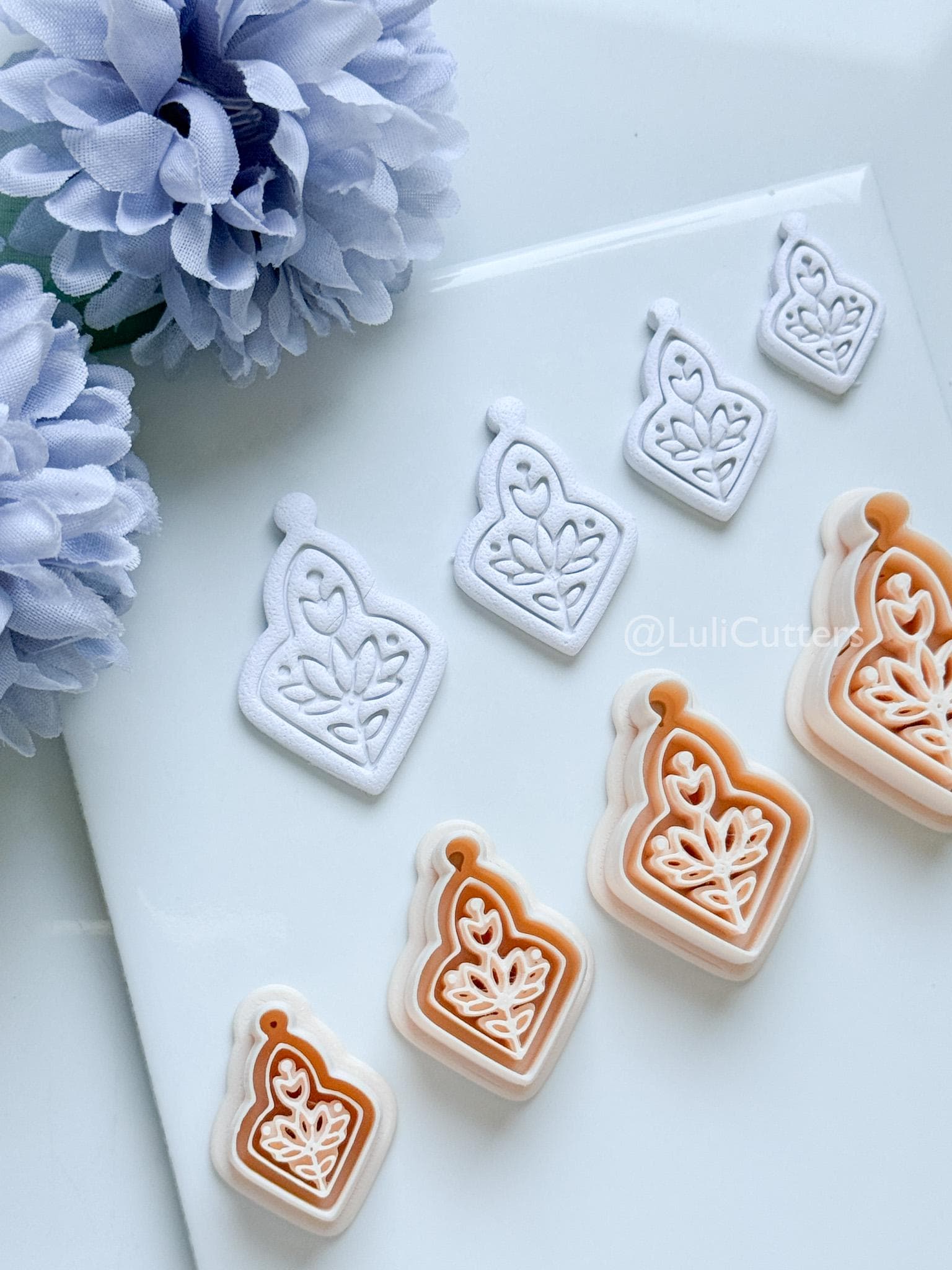 Flora Wren Polymer Clay Cutter: Folk Floral Design for Earrings
