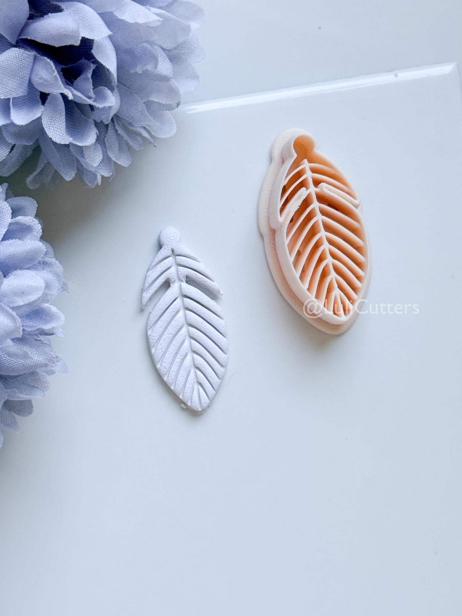 Maren Feather Polymer Clay Cutter: Layered Feather Design for Earrings