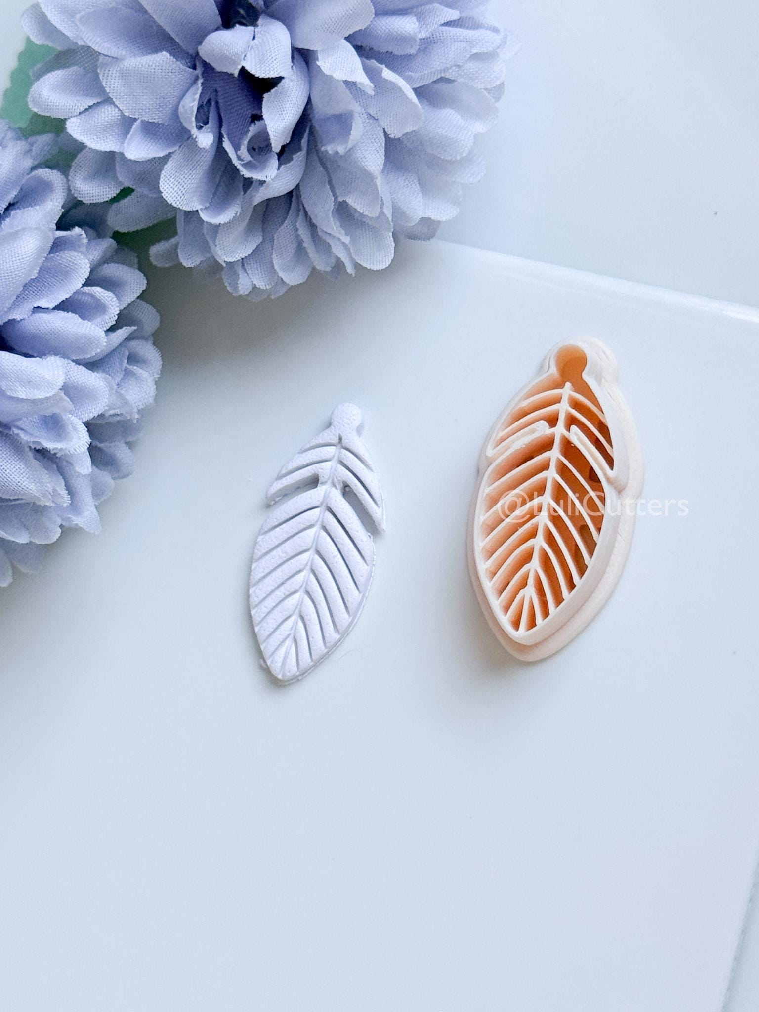 Maren Feather Polymer Clay Cutter: Layered Feather Design for Earrings