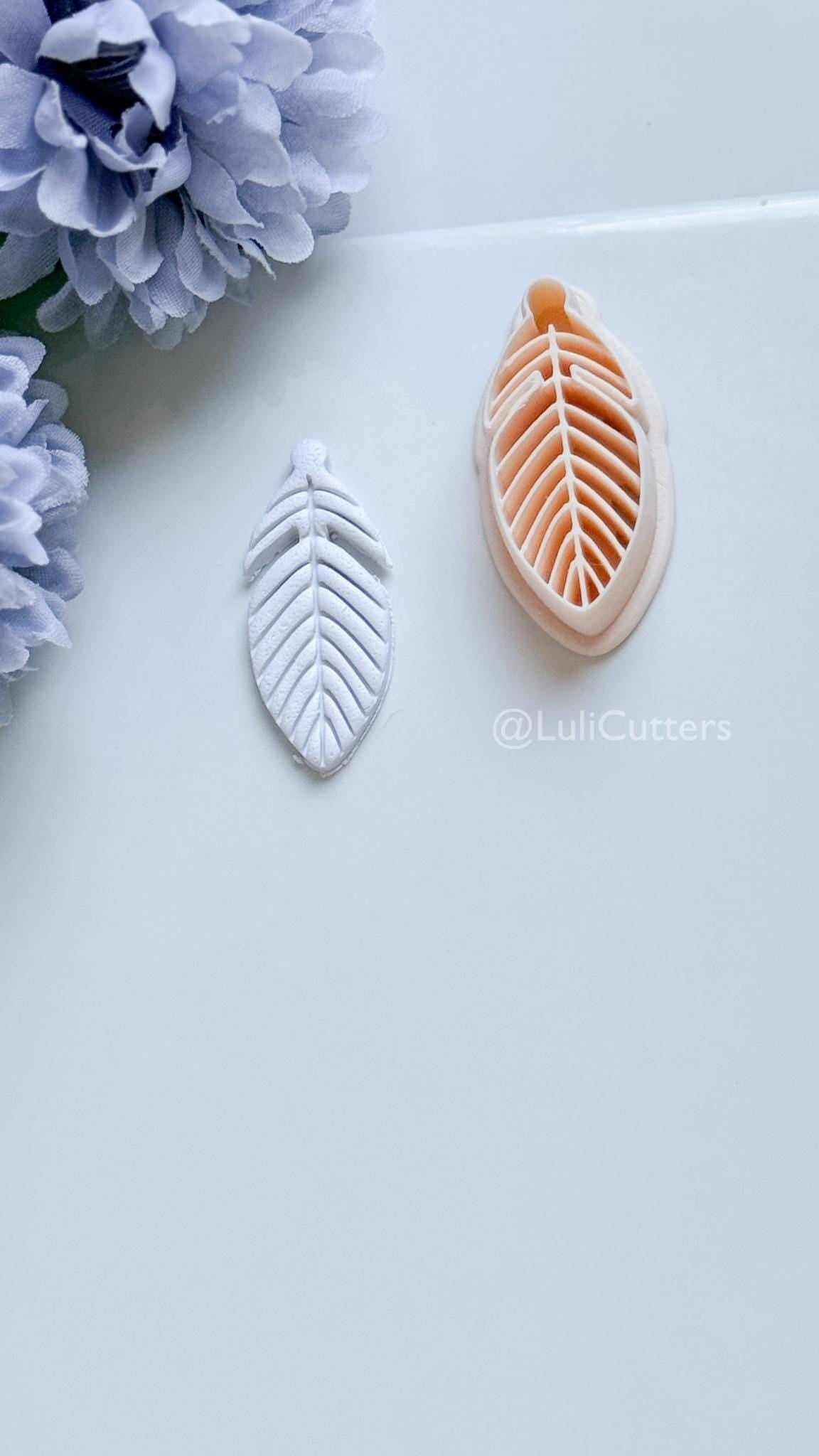 Maren Feather Polymer Clay Cutter: Layered Feather Design for Earrings