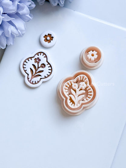 Mirael Bloom Polymer Clay Cutter: Quatrefoil Floral Design for Earrings