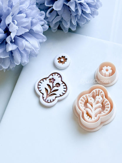 Mirael Bloom Polymer Clay Cutter: Quatrefoil Floral Design for Earrings
