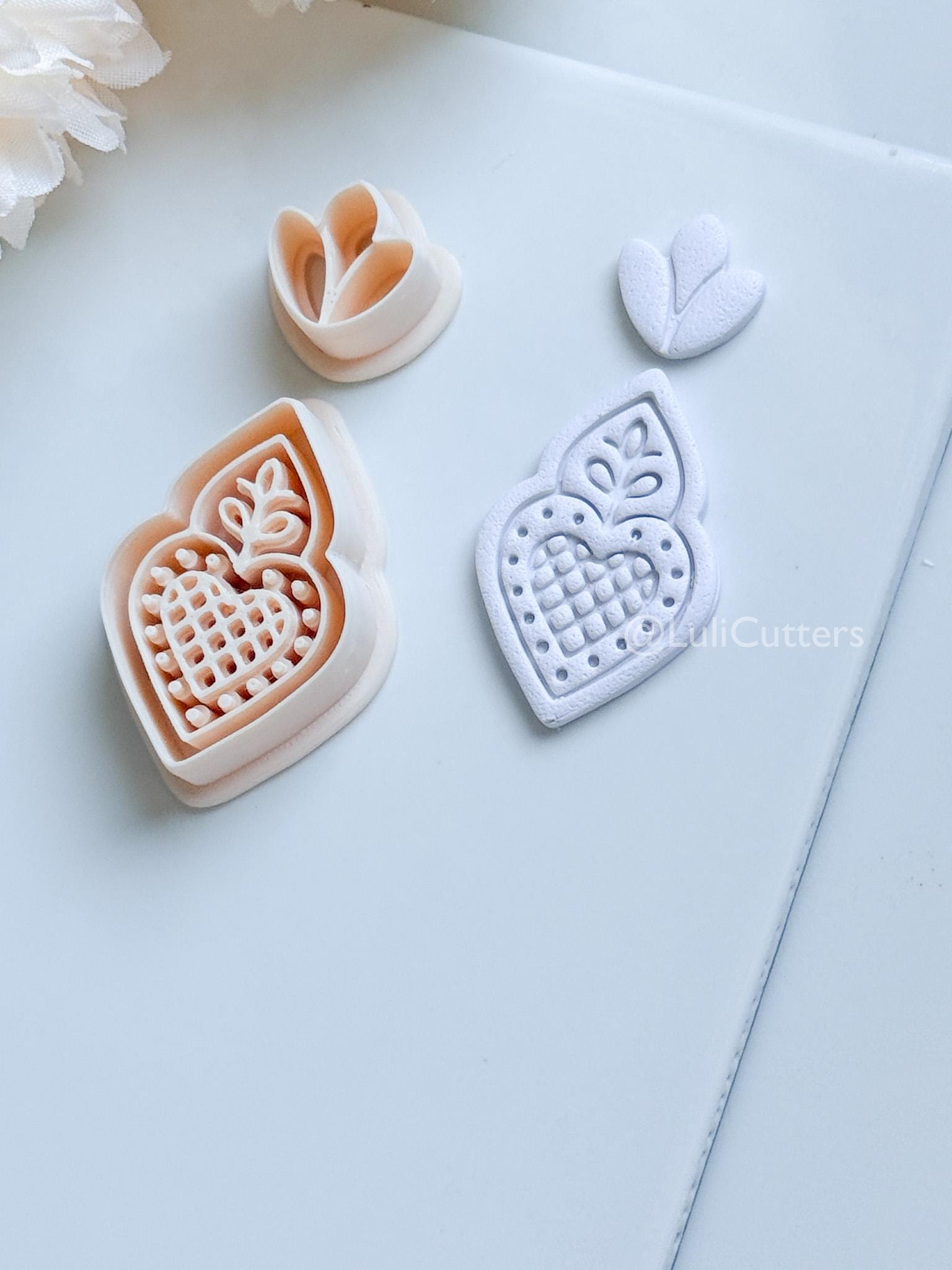 Nova Rue Polymer Clay Cutter: Folk Heart Lattice Design for Earrings