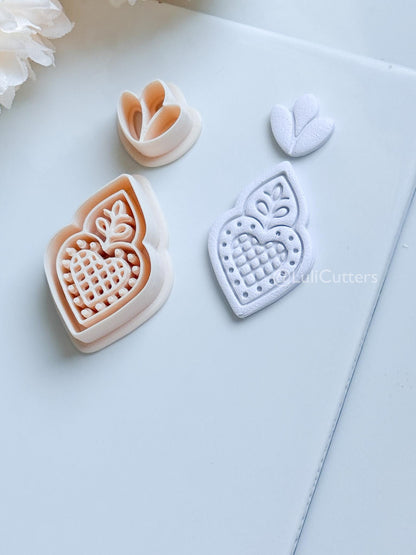 Nova Rue Polymer Clay Cutter: Folk Heart Lattice Design for Earrings