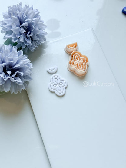 Vale Crest Polymer Clay Cutter: Ornate Clover Shape for Earrings