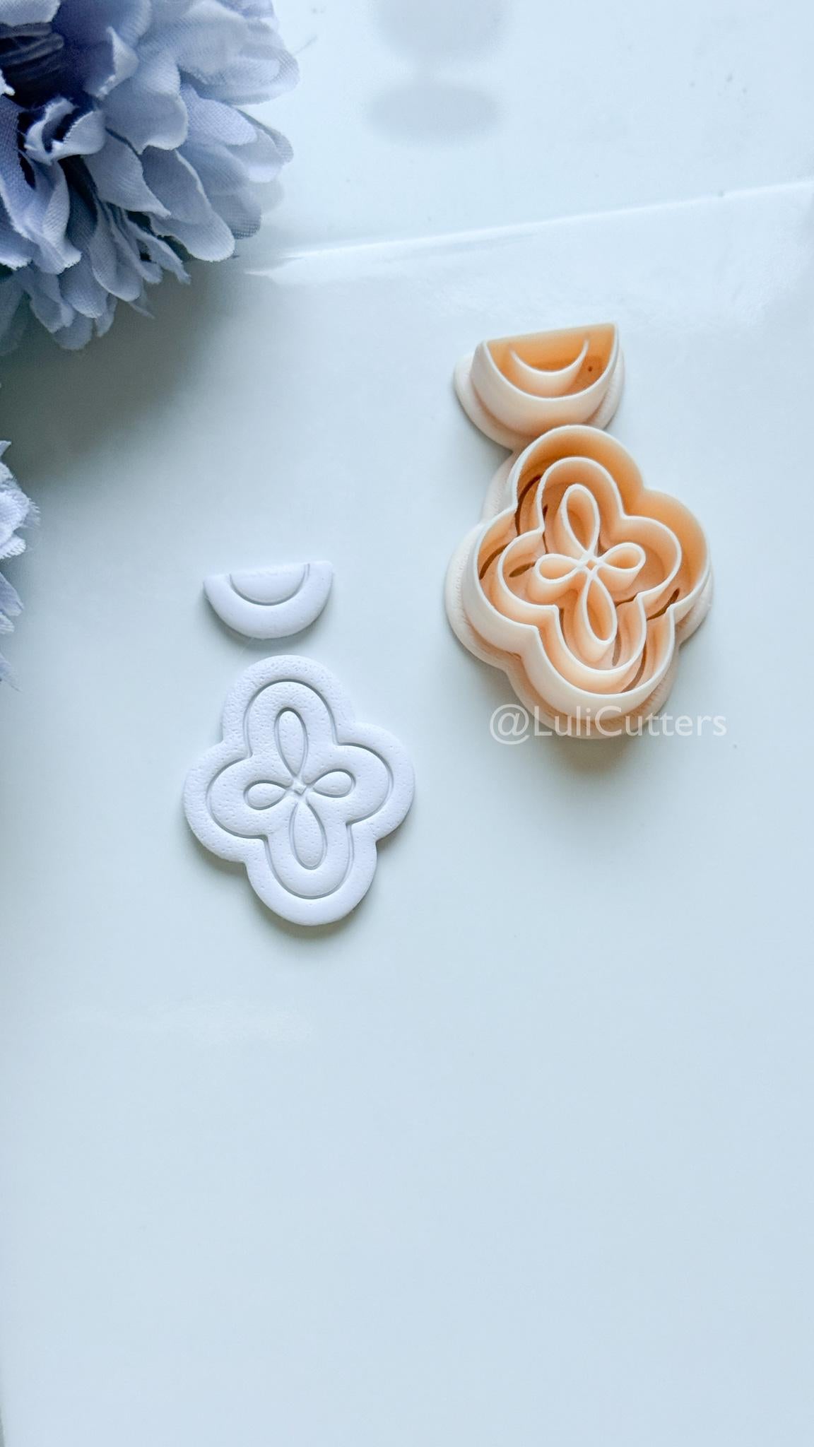 Vale Crest Polymer Clay Cutter: Ornate Clover Shape for Earrings