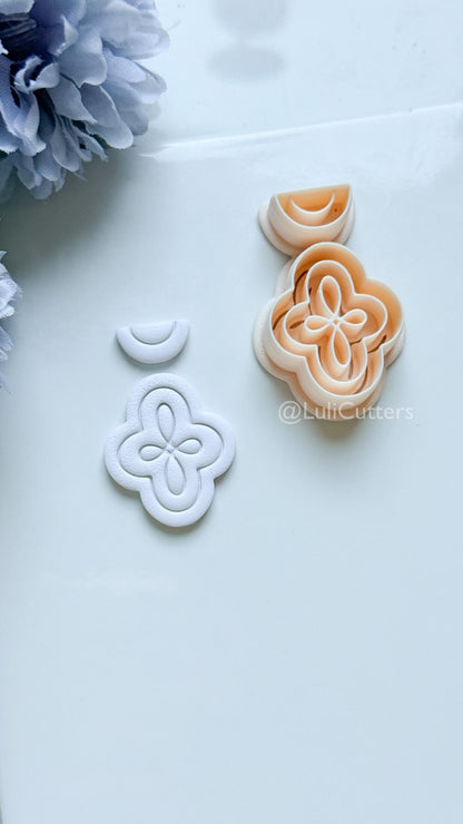 Vale Crest Polymer Clay Cutter: Ornate Clover Shape for Earrings