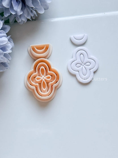 Vale Crest Polymer Clay Cutter: Ornate Clover Shape for Earrings