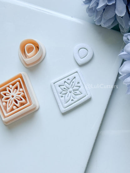 Sena Tile Polymer Clay Cutter: Floral Tile Design for Earrings
