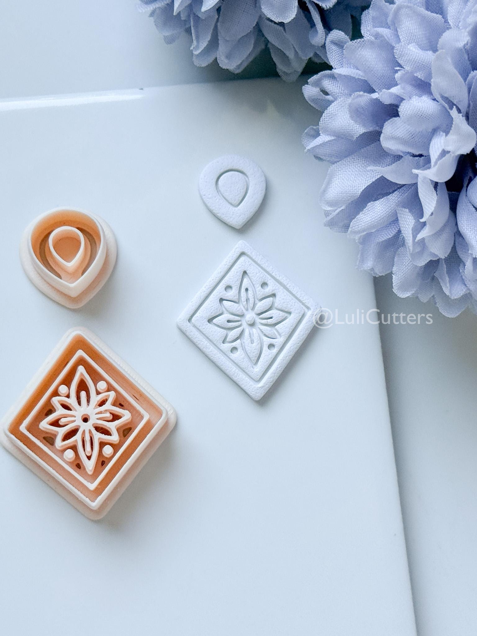 Sena Tile Polymer Clay Cutter: Floral Tile Design for Earrings