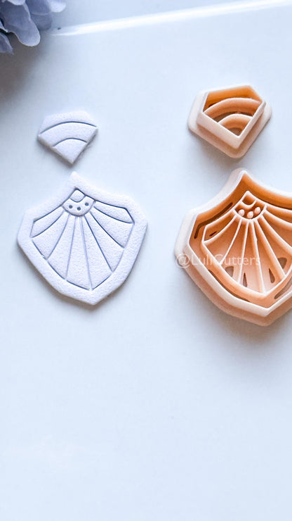 Ray Moss Polymer Clay Cutter: Fan Ray Design for Earrings