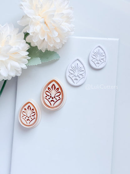 Tearlo Polymer Clay Cutter: Ornate Teardrop Shape for Earrings