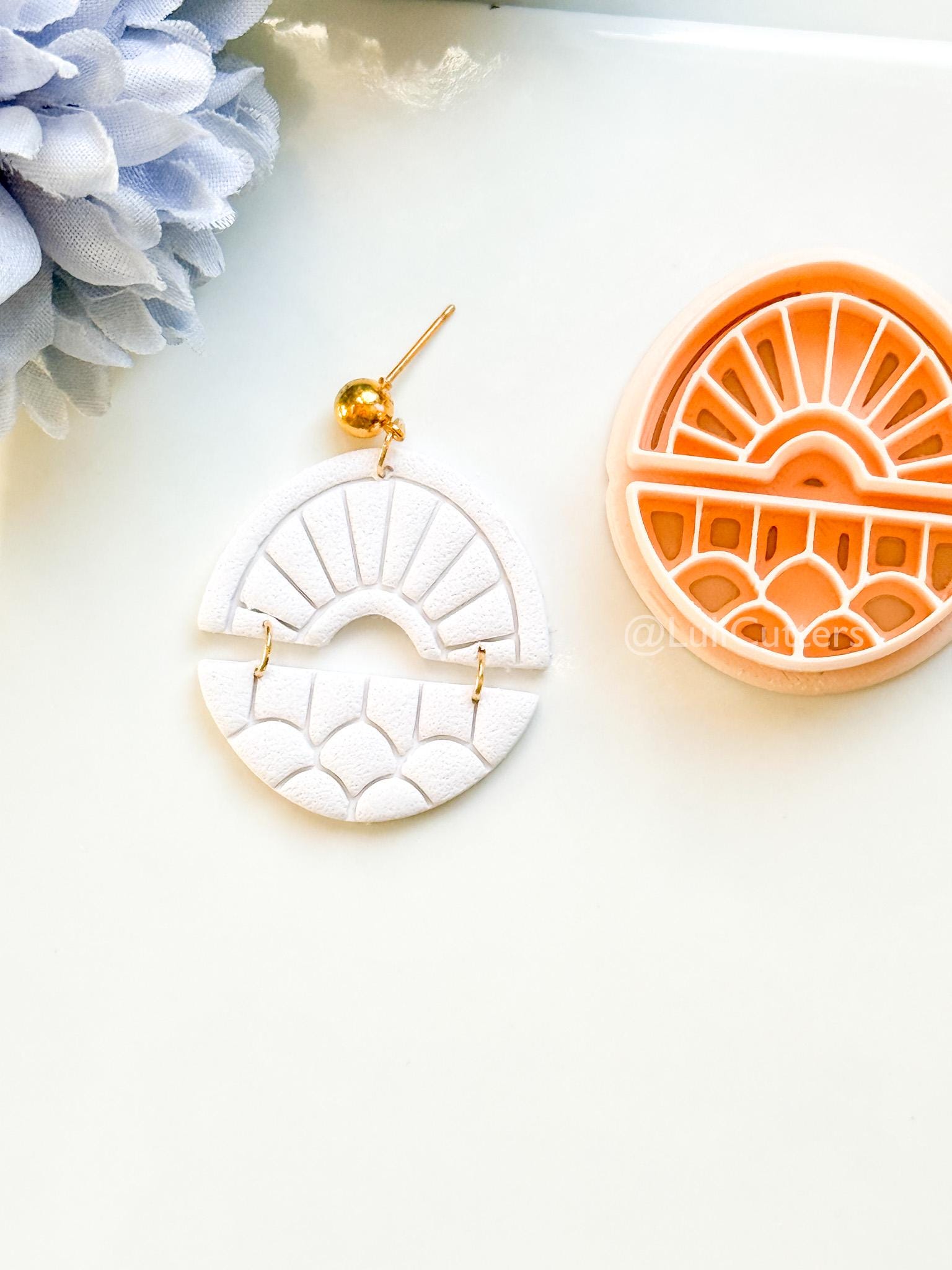 Solenne Ray Polymer Clay Cutter: Split Sunray Design for Earrings