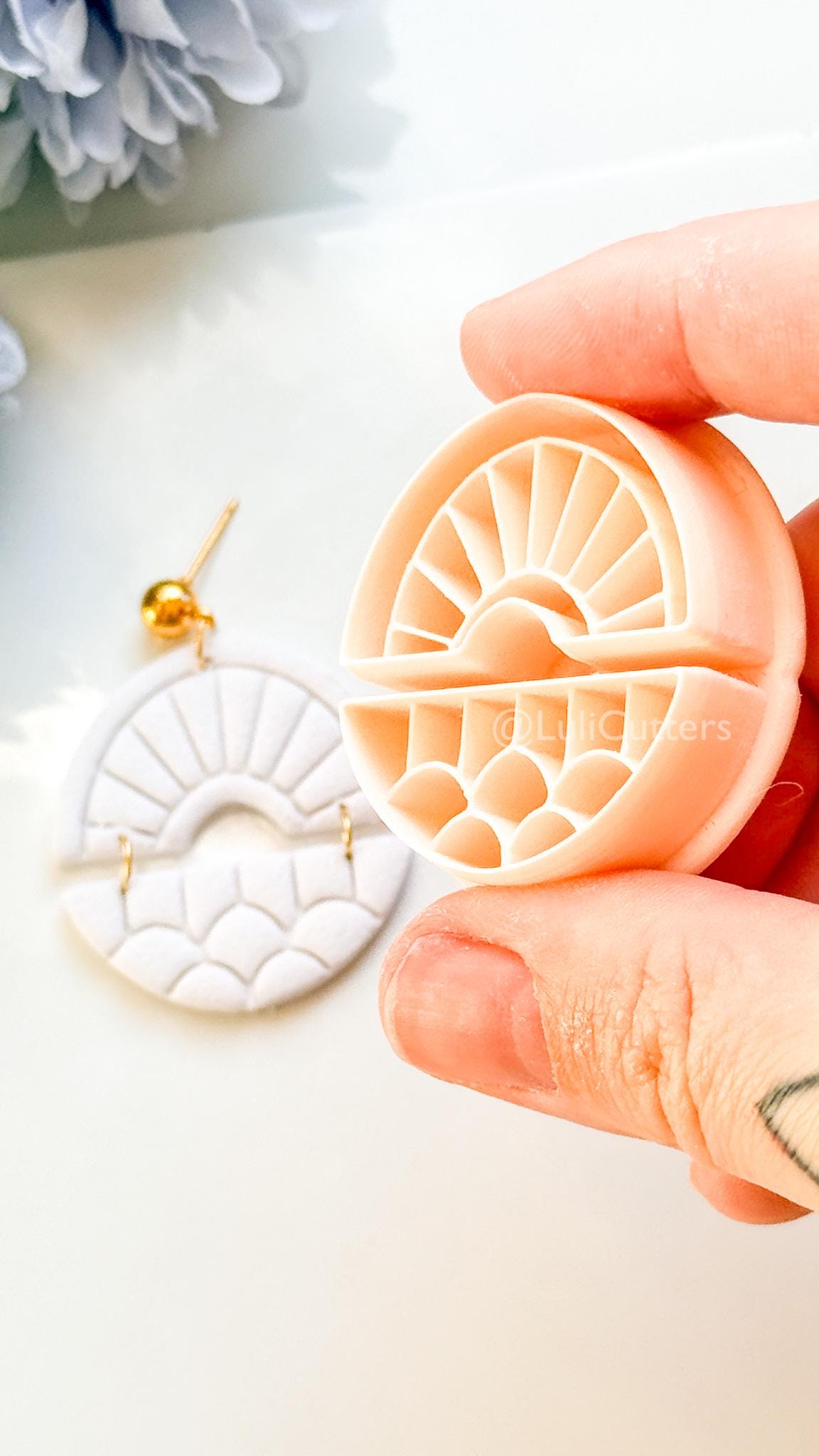 Solenne Ray Polymer Clay Cutter: Split Sunray Design for Earrings