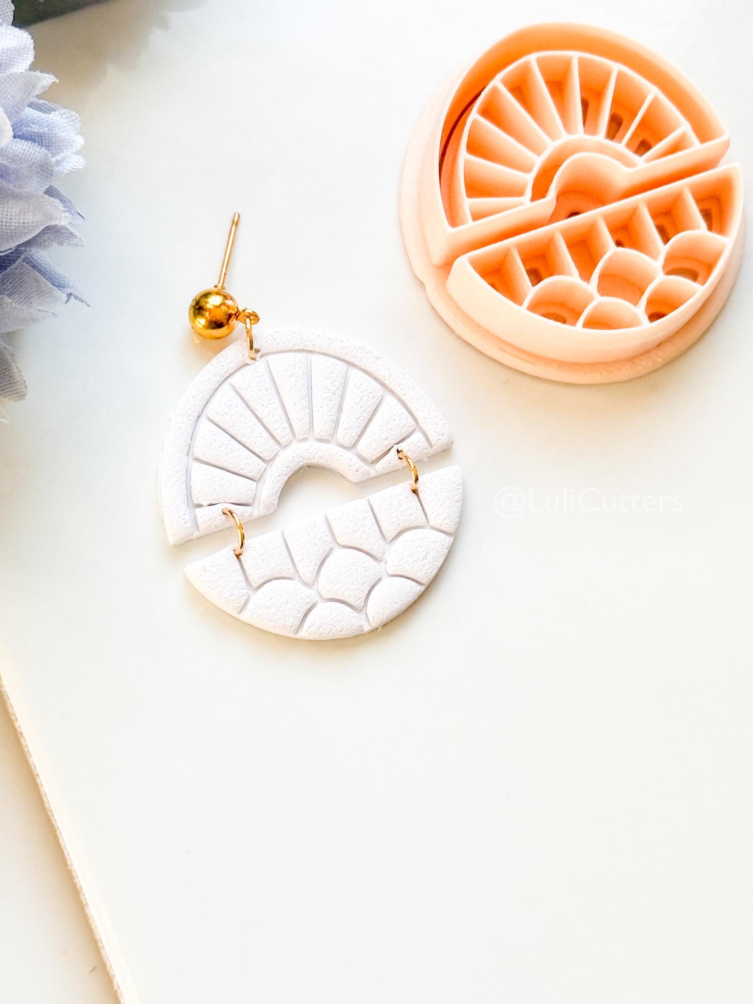 Solenne Ray Polymer Clay Cutter: Split Sunray Design for Earrings