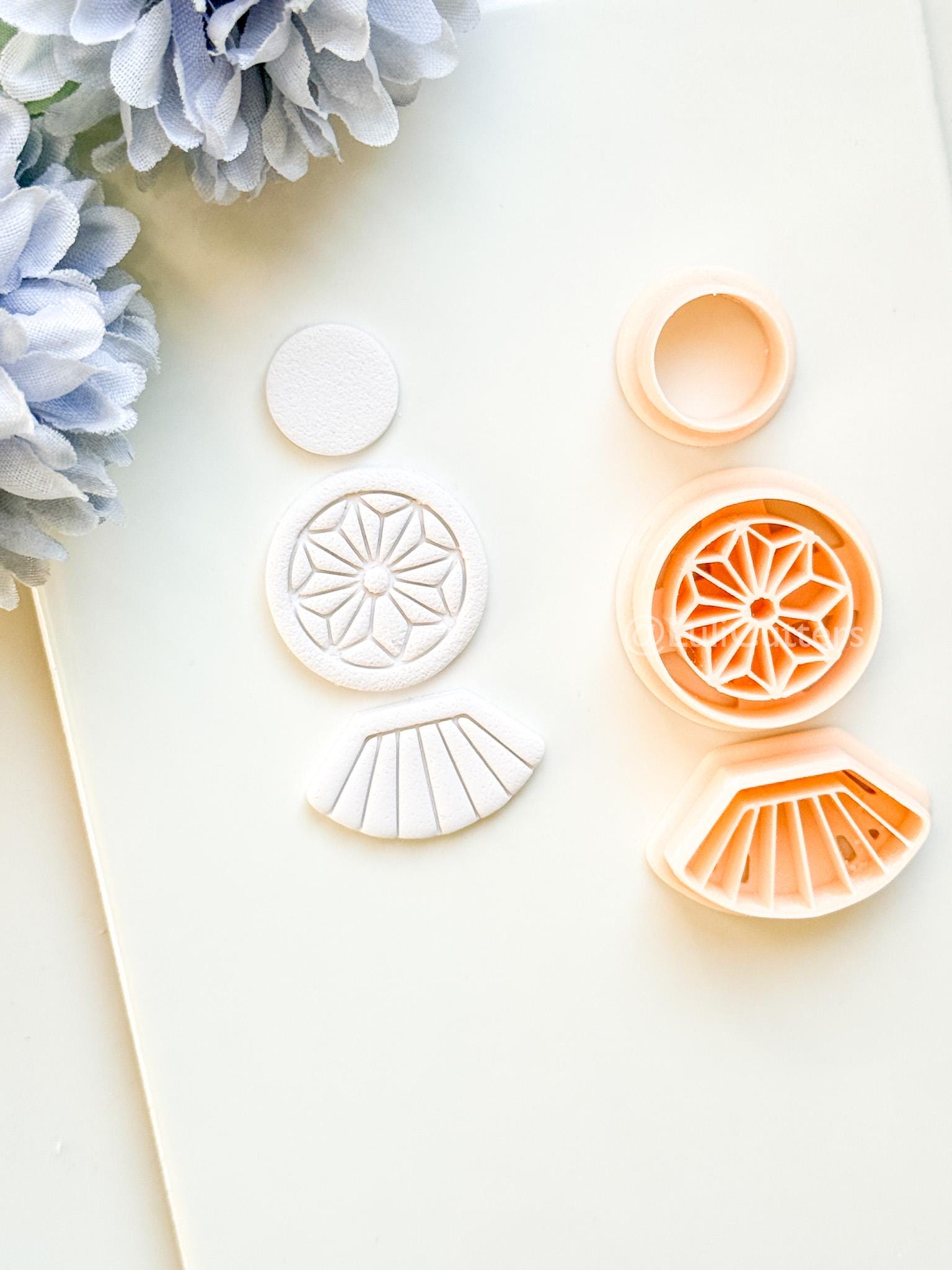 Sola Rae Polymer Clay Cutter: Geometric Tile Fan Design for Earrings