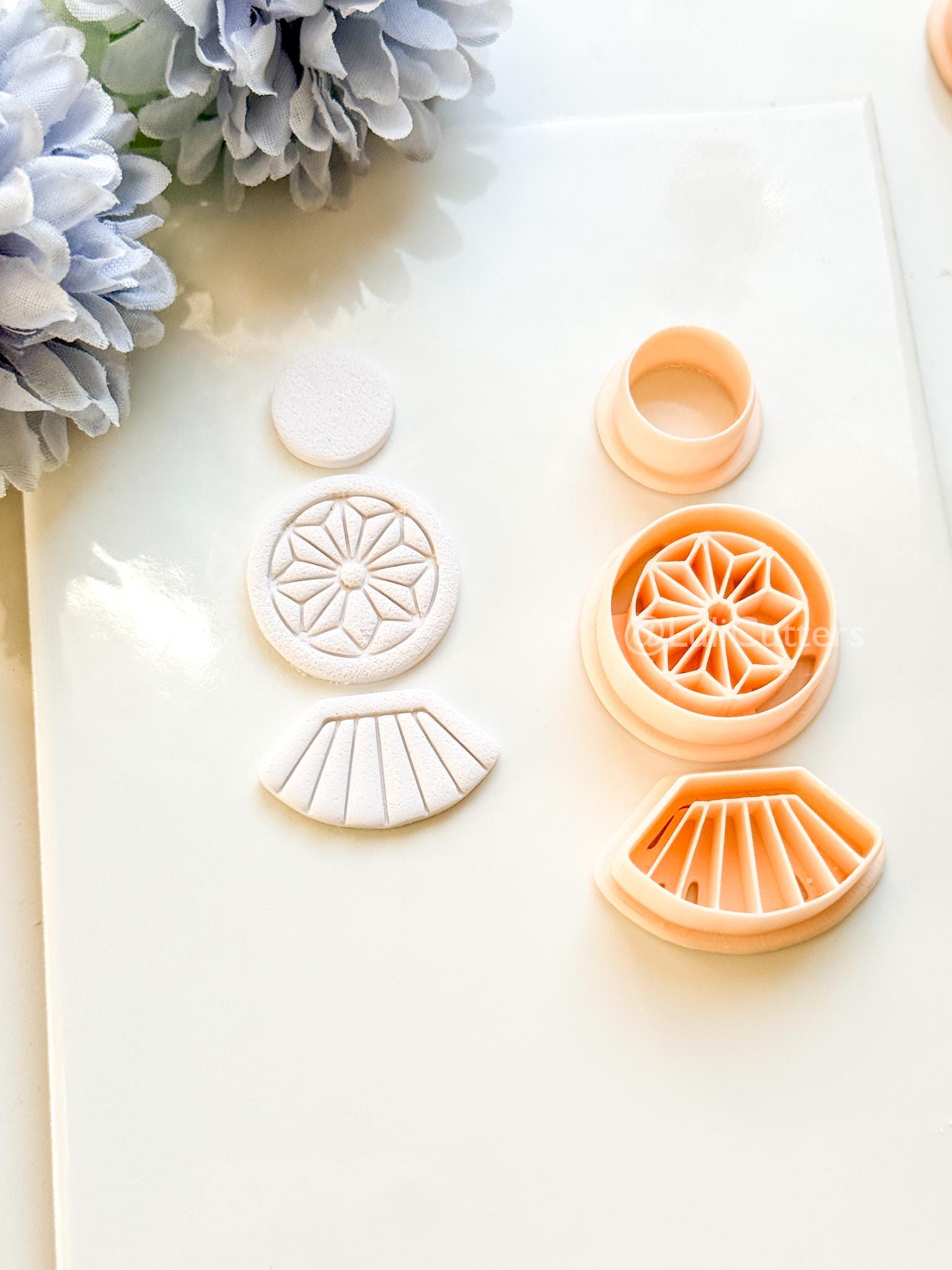 Sola Rae Polymer Clay Cutter: Geometric Tile Fan Design for Earrings