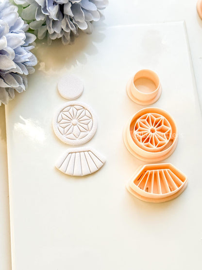 Sola Rae Polymer Clay Cutter: Geometric Tile Fan Design for Earrings