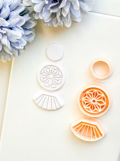 Sola Rae Polymer Clay Cutter: Geometric Tile Fan Design for Earrings