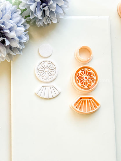 Sola Rae Polymer Clay Cutter: Geometric Tile Fan Design for Earrings