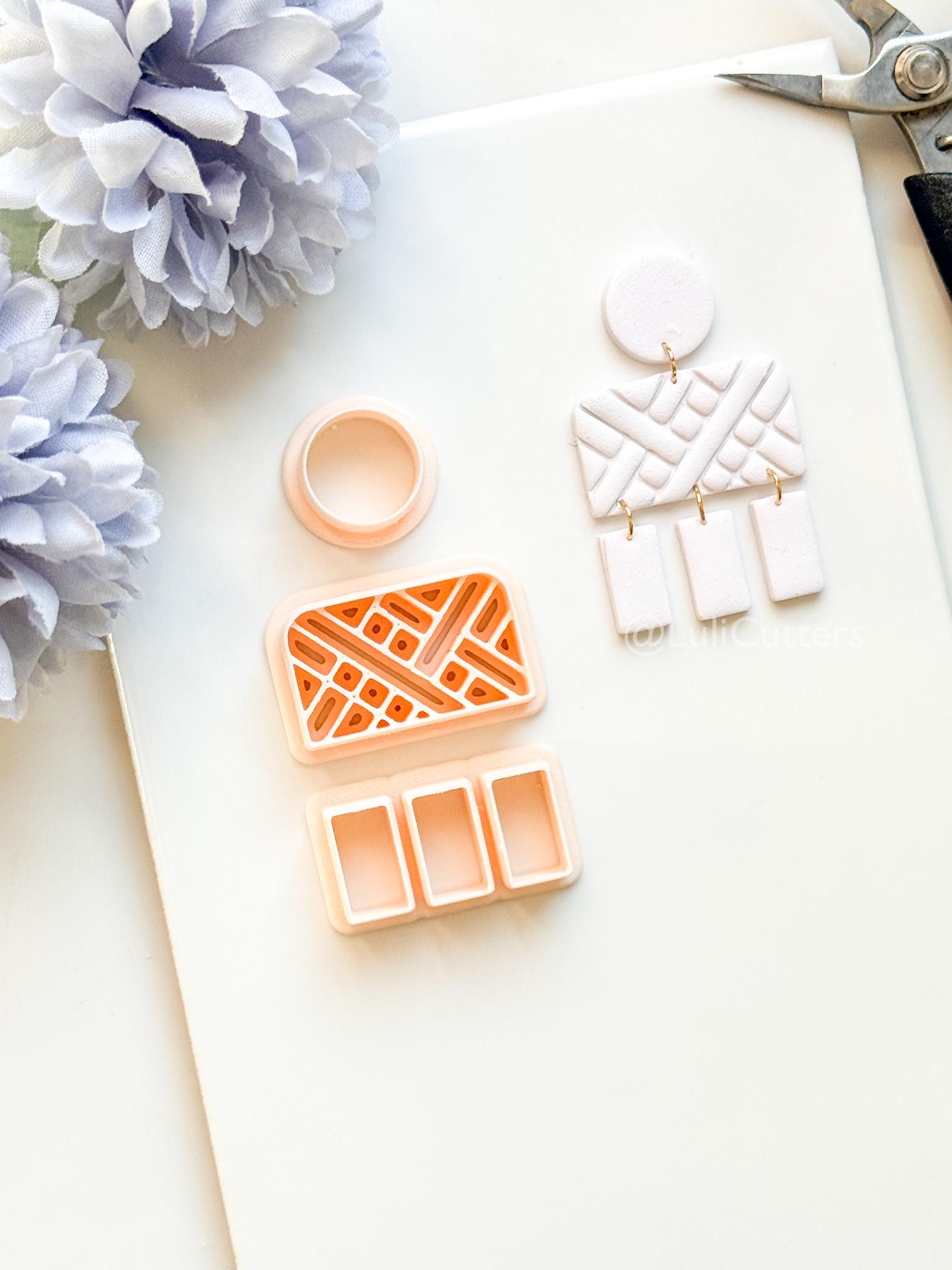 Linebound Polymer Clay Cutter: Geometric Linework Design for Earrings