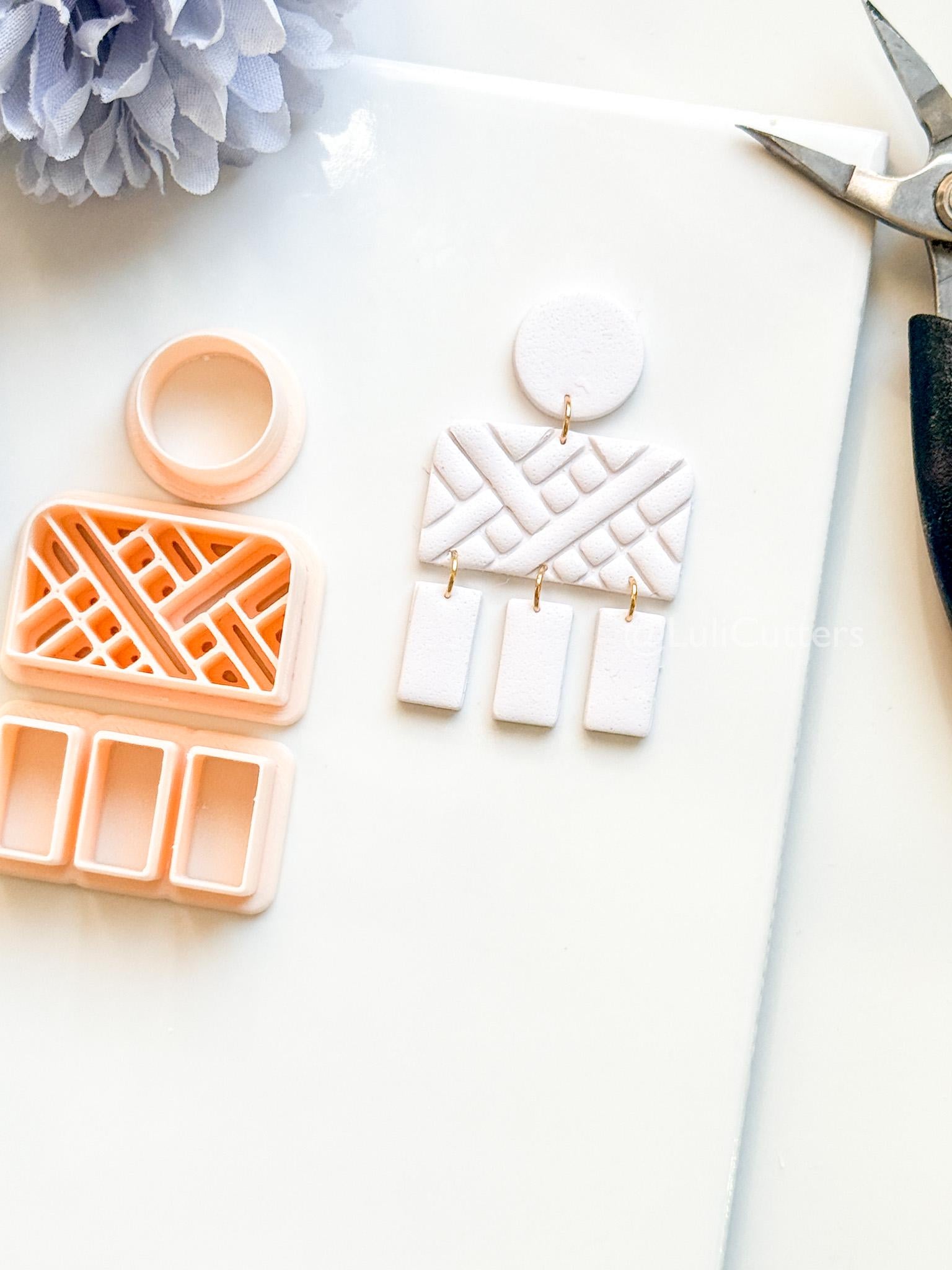 Linebound Polymer Clay Cutter: Geometric Linework Design for Earrings