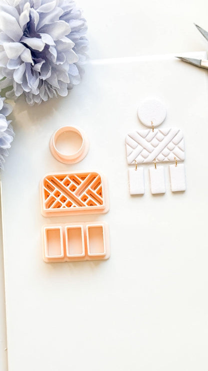 Linebound Polymer Clay Cutter: Geometric Linework Design for Earrings