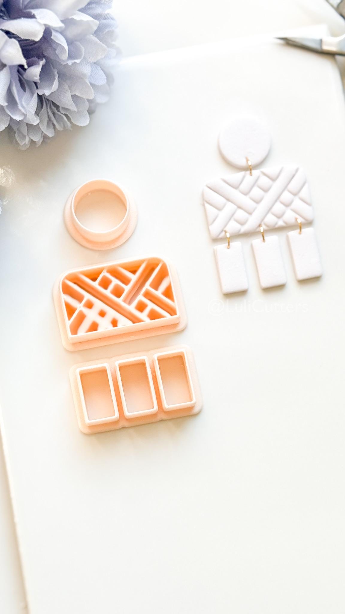 Linebound Polymer Clay Cutter: Geometric Linework Design for Earrings