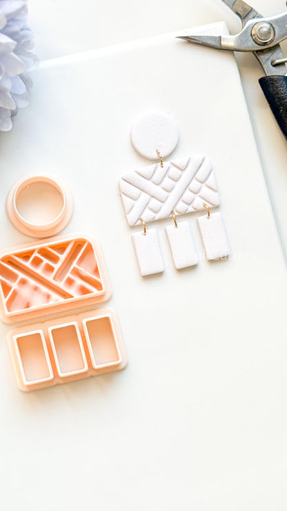 Linebound Polymer Clay Cutter: Geometric Linework Design for Earrings