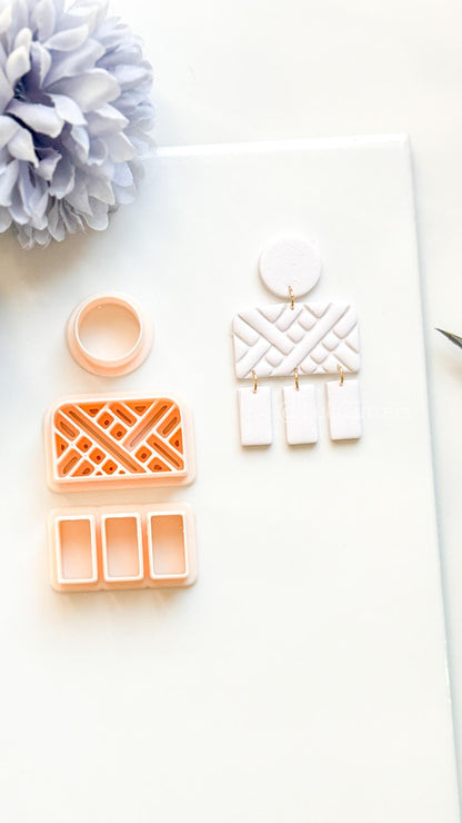 Linebound Polymer Clay Cutter: Geometric Linework Design for Earrings