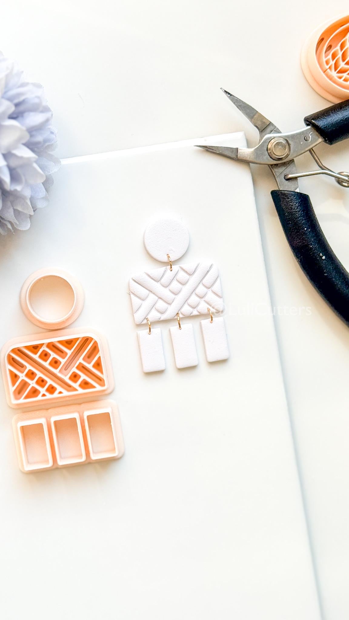 Linebound Polymer Clay Cutter: Geometric Linework Design for Earrings