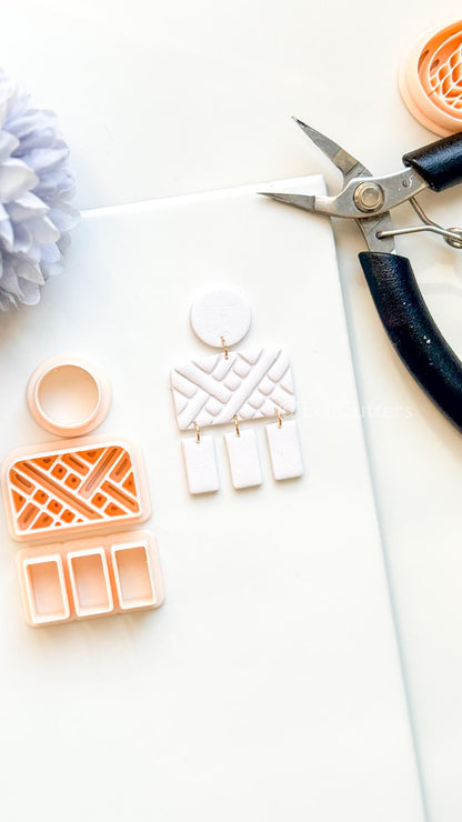Linebound Polymer Clay Cutter: Geometric Linework Design for Earrings
