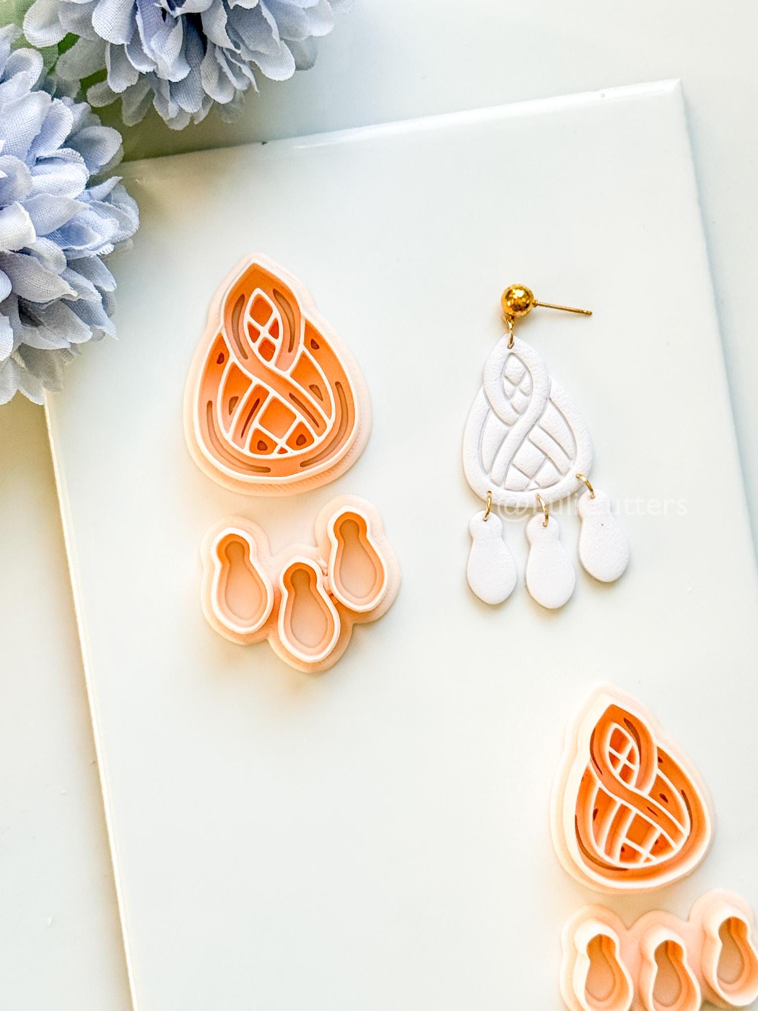 Coil Drop Polymer Clay Cutter: Intertwined Teardrop Design for Earrings