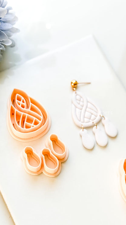 Coil Drop Polymer Clay Cutter: Intertwined Teardrop Design for Earrings