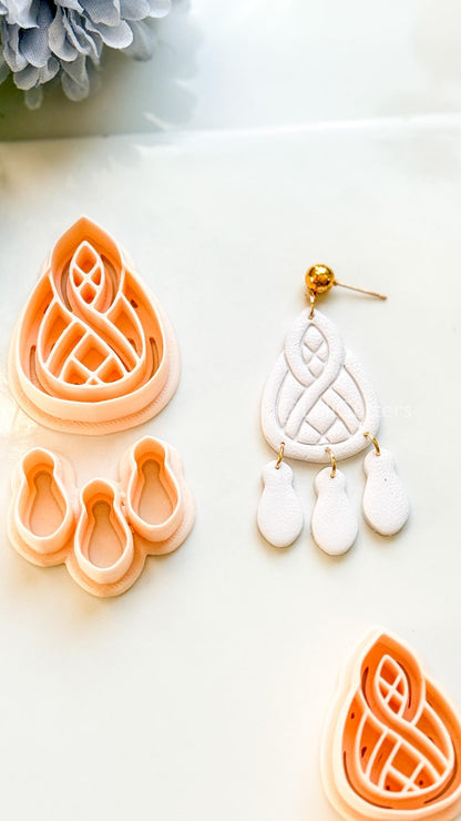 Coil Drop Polymer Clay Cutter: Intertwined Teardrop Design for Earrings