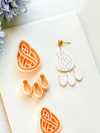 Coil Drop Polymer Clay Cutter: Intertwined Teardrop Design for Earrings