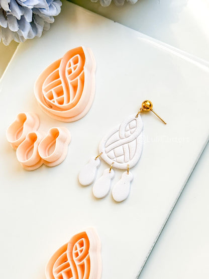 Coil Drop Polymer Clay Cutter: Intertwined Teardrop Design for Earrings