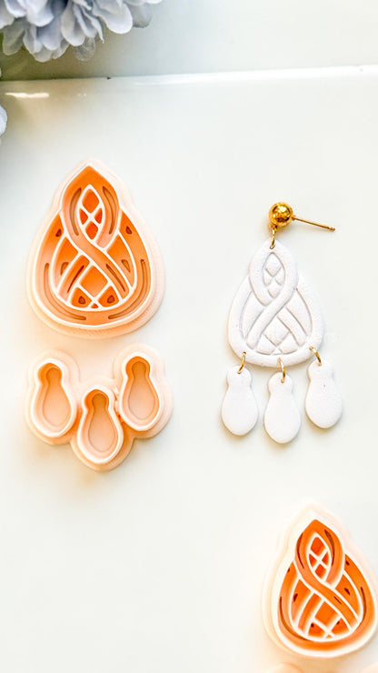 Coil Drop Polymer Clay Cutter: Intertwined Teardrop Design for Earrings