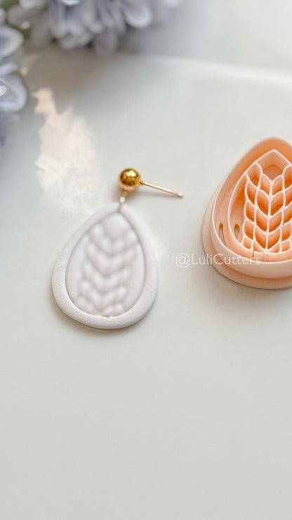 Braid Ora Polymer Clay Cutter: Braided Teardrop Design for Earrings