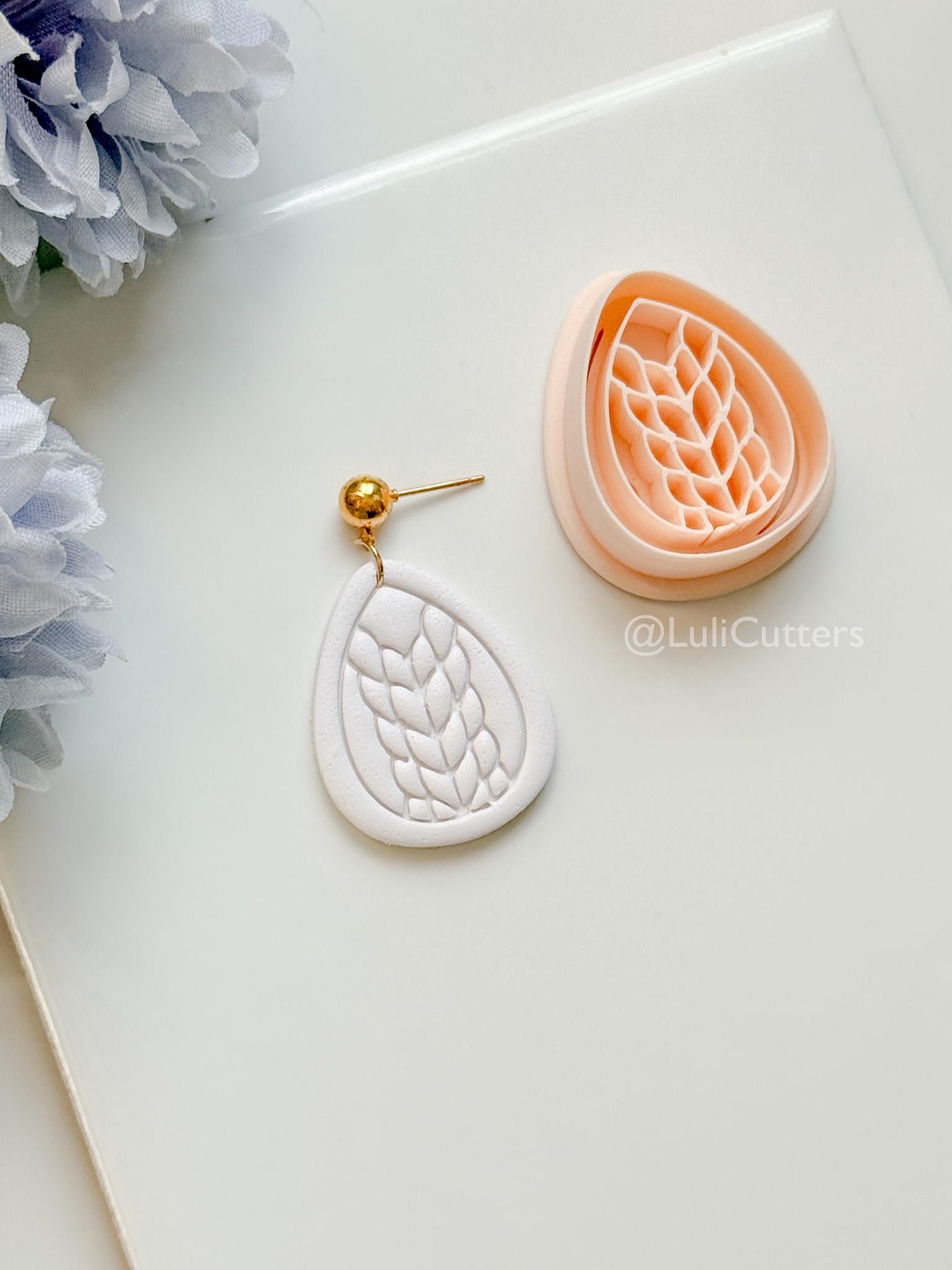 Braid Ora Polymer Clay Cutter: Braided Teardrop Design for Earrings
