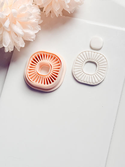 Sunray Square Clay Cutter: Radiating Line Detail for Earrings