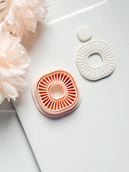 Sunray Square Clay Cutter: Radiating Line Detail for Earrings