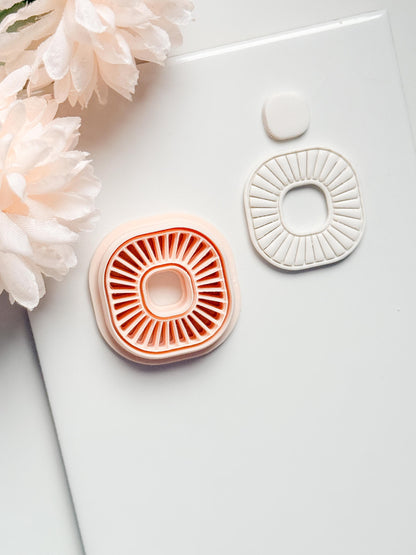Sunray Square Clay Cutter: Radiating Line Detail for Earrings