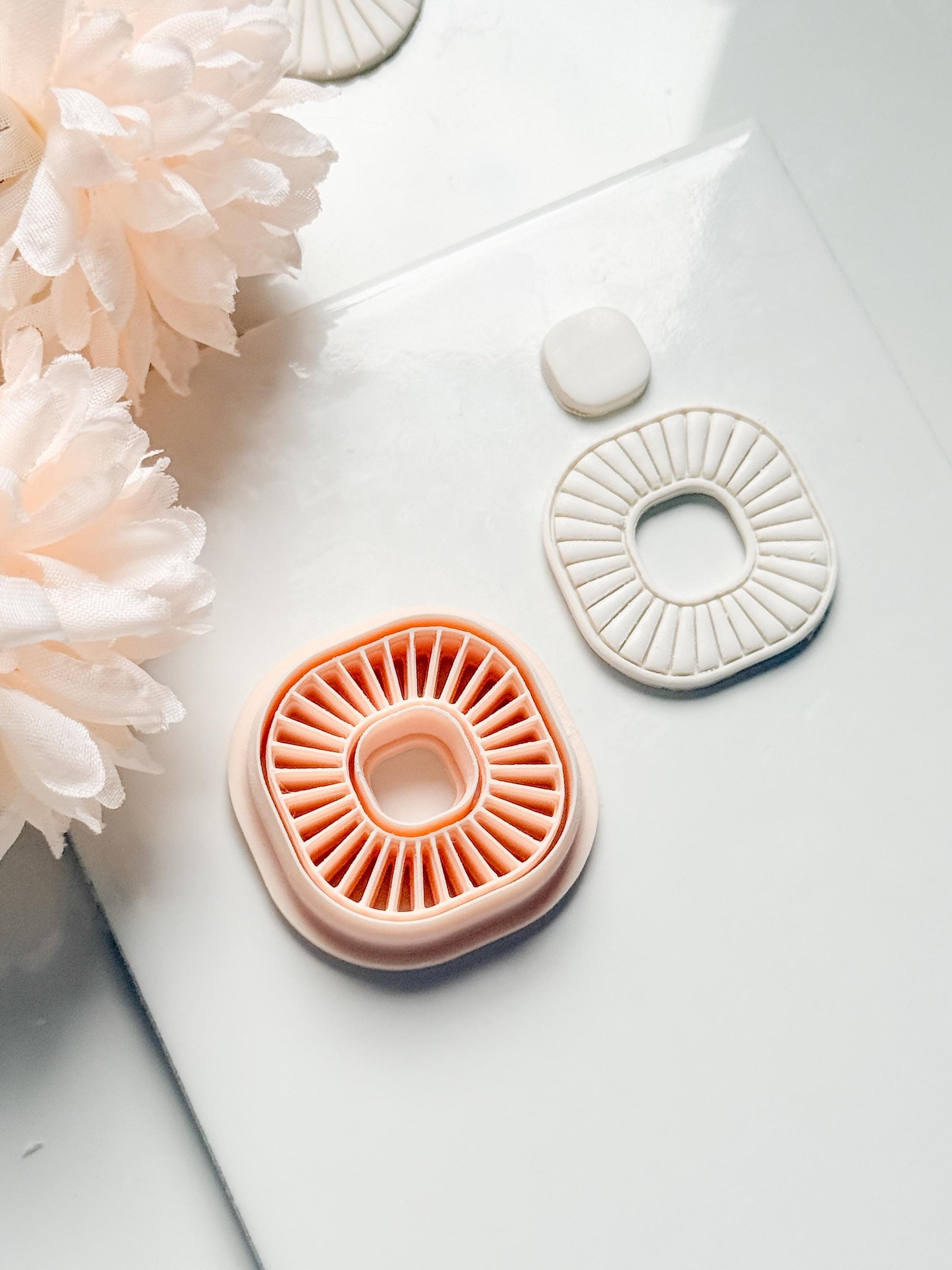 Sunray Square Clay Cutter: Radiating Line Detail for Earrings